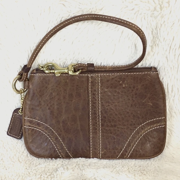 Coach Vintage Brown Leather Wristlet Rare - Picture 1 of 11